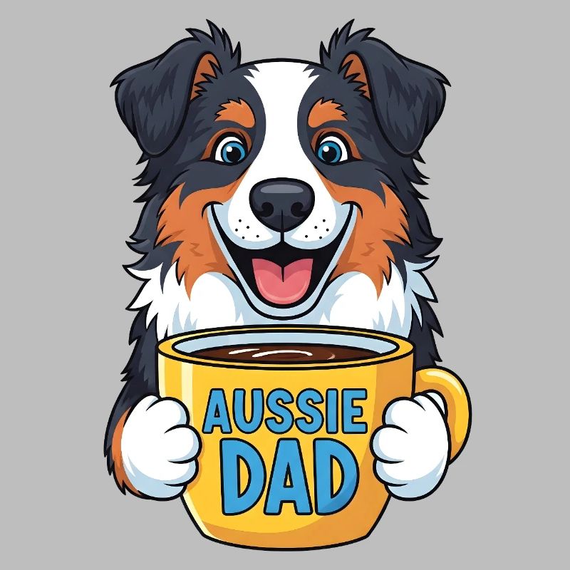 Australian Shepherd mit Kaffeebecher - Aussie Dad