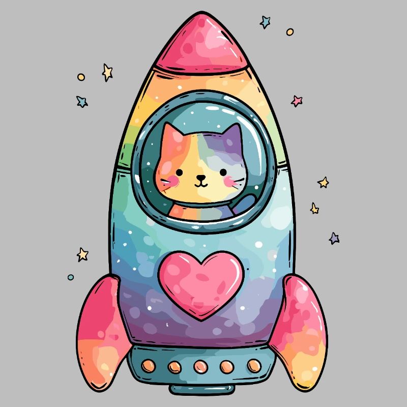 Rainbow Rocket Katze Herz