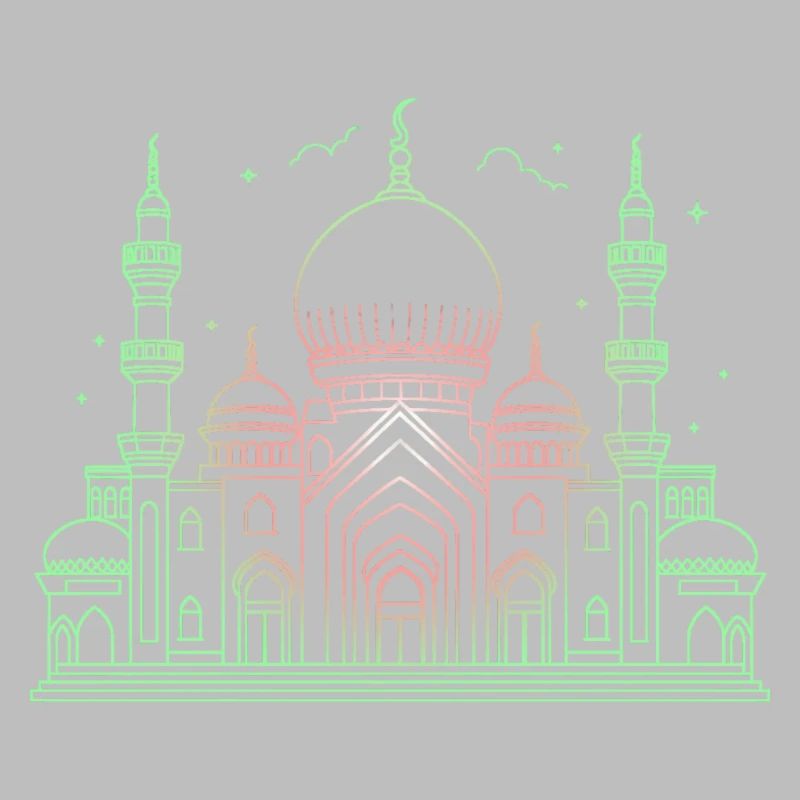 Moschee Stern Halbmond stilisiert grün oder schwarz
