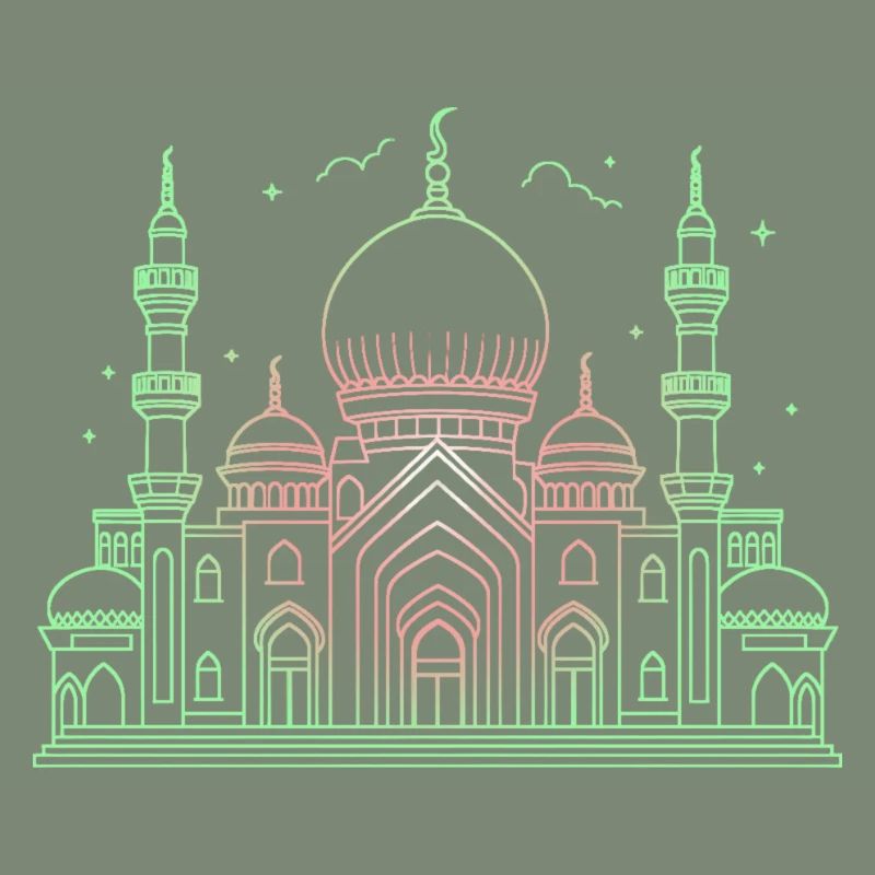Moschee Stern Halbmond stilisiert grün oder schwarz