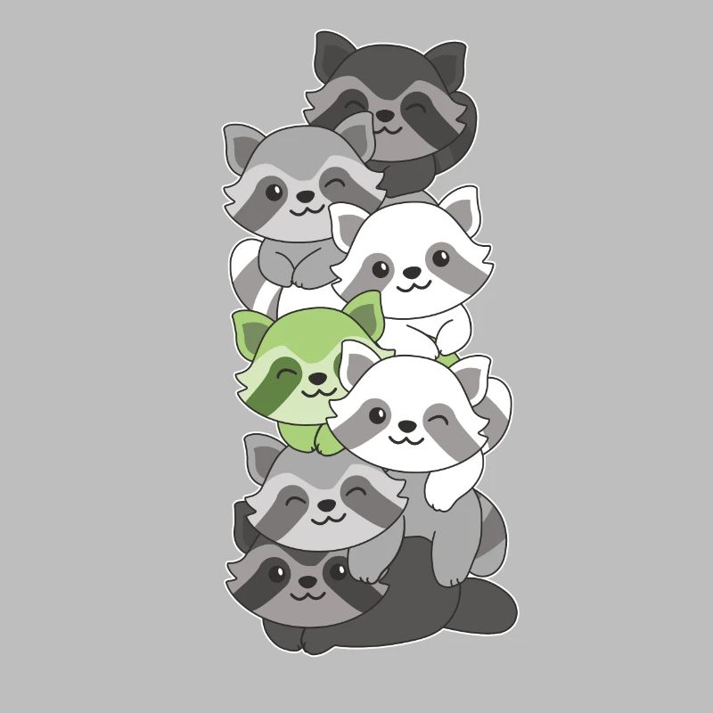 Agender Flag Pride LGBTQ Mignon Raccoon Stack