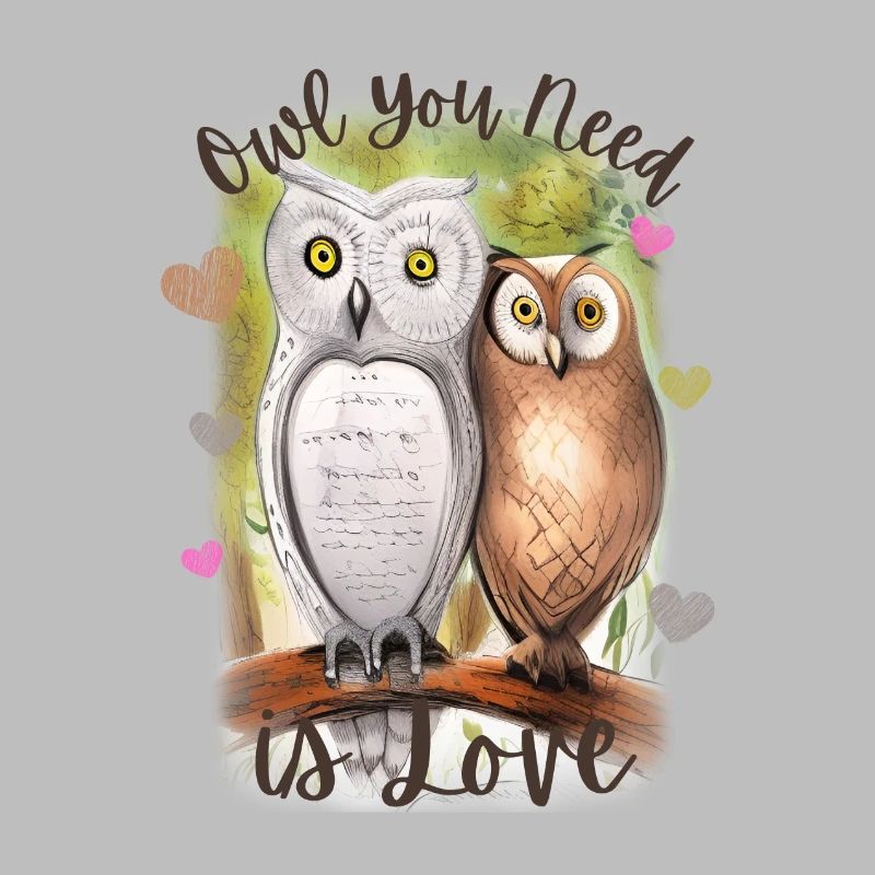 Eule, die Sie brauchen, ist Liebe romantisches Paar