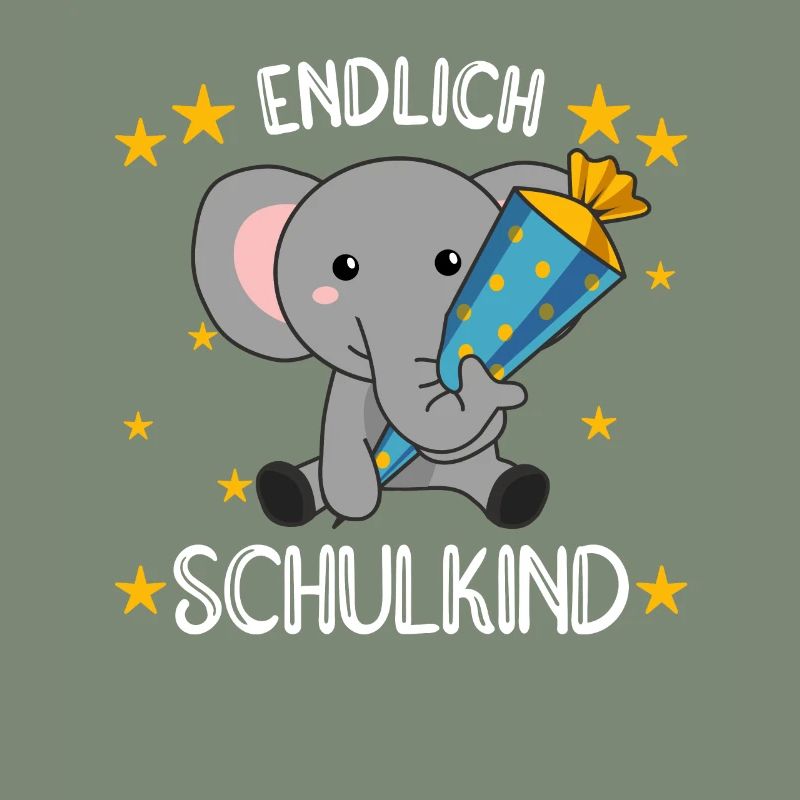 endlich Schulkind Einschulung Schule Elefant