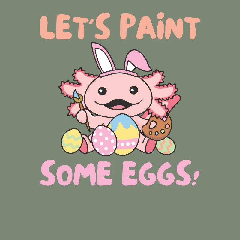 Cute Axolotls for Easter with Easter Eggs Axolotl