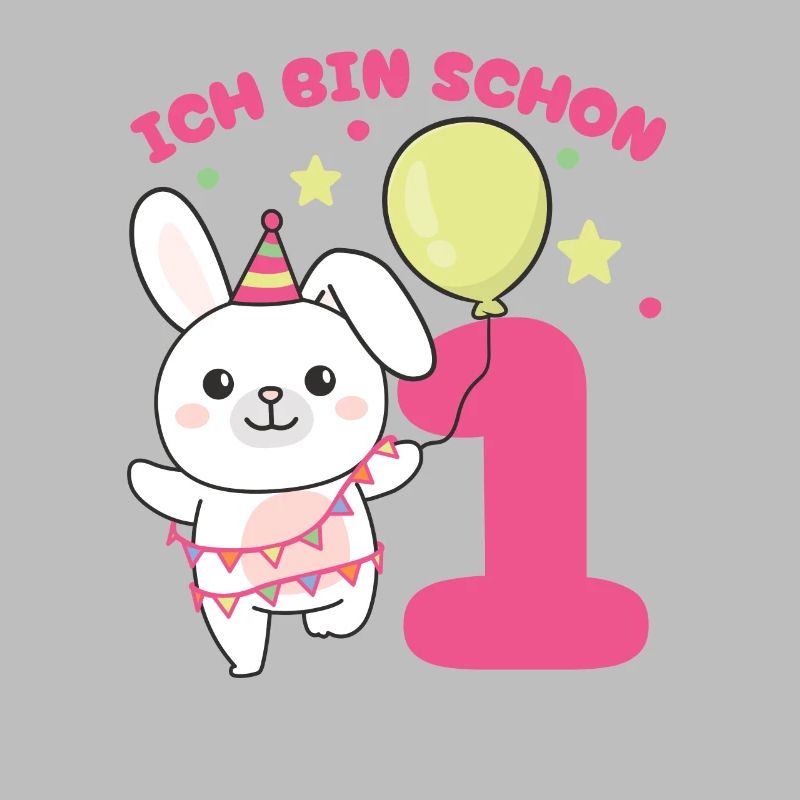Ich bin schon 1 Hasen Geburtstags Kinder