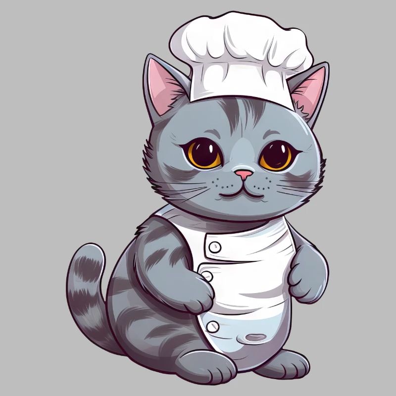 Cute Siamese Cat Chef Comic Design