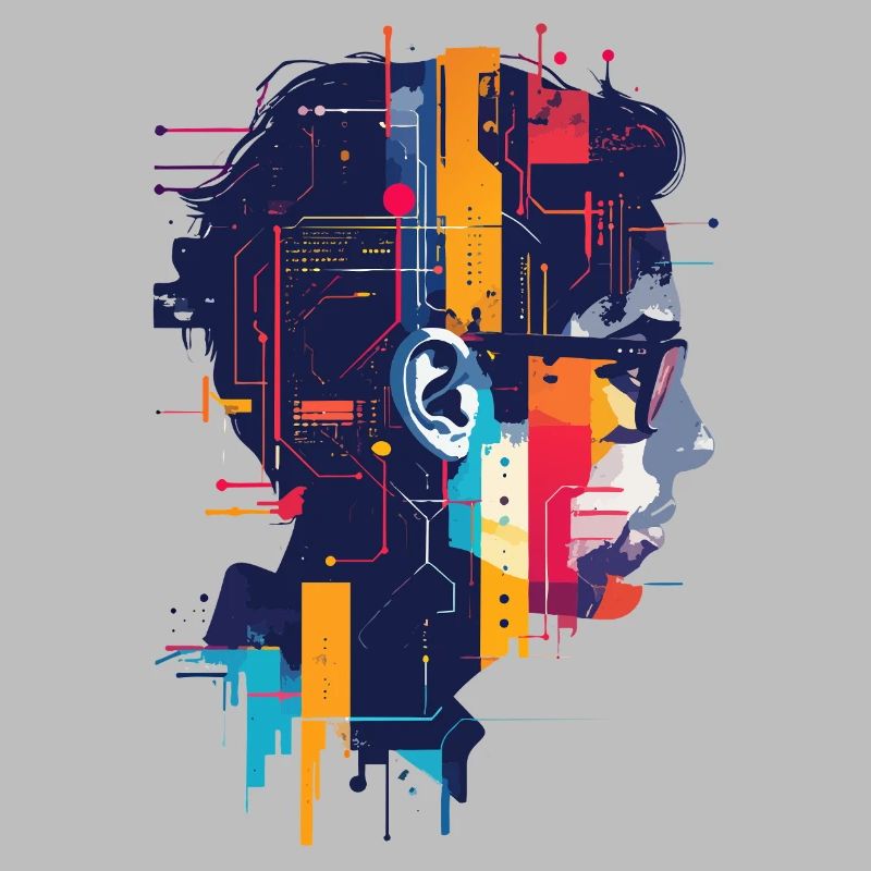 Digital AI Motif PCB Hacker Circuit Art
