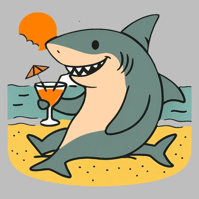 Requin de sable avec boisson de plage