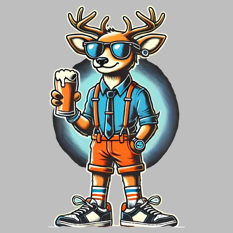 renne cool avec conception de dessin animé de bière