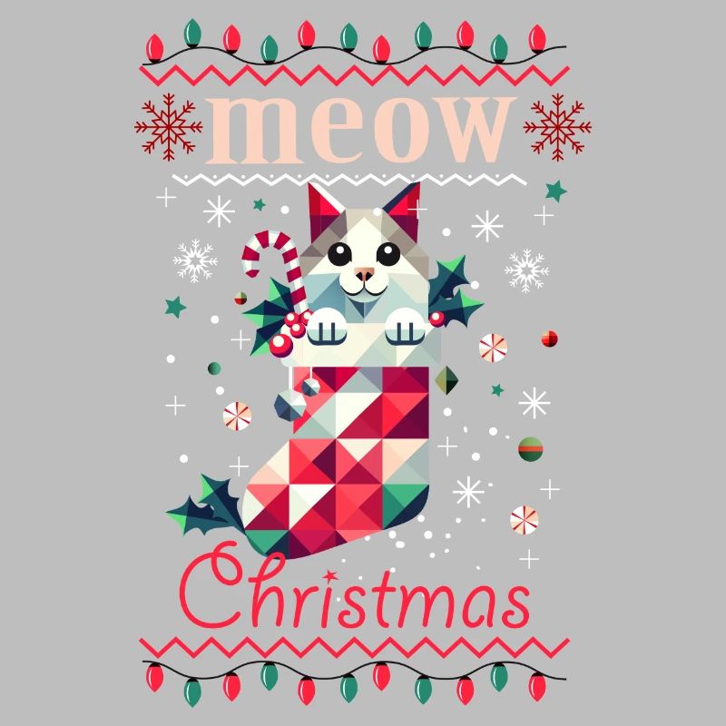 Chat espiègle en bas - Style de Noël laid