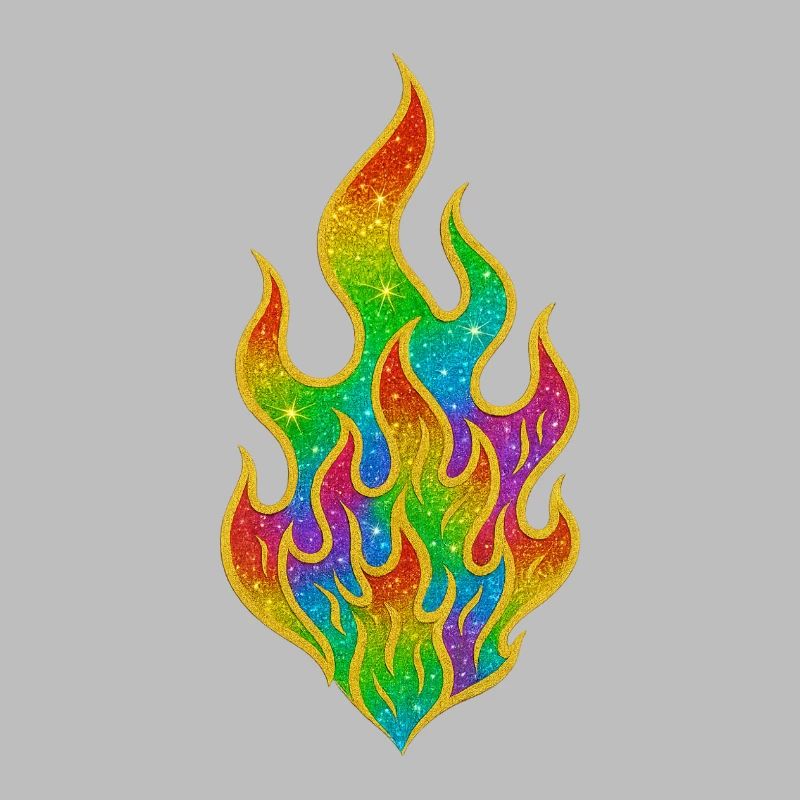Rainbow Fire Glitter Flame