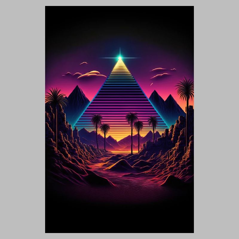 Luminous Monolith: A Retrowave Synthwave Pyramid