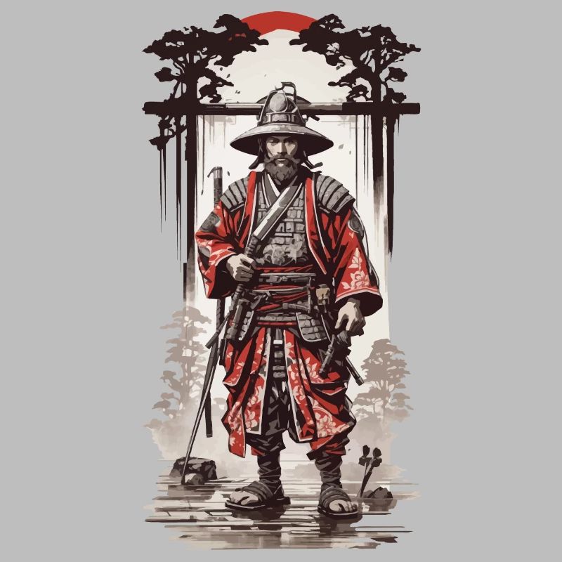 Japanische Samurai Essenz im Ukiyo-E Kunst Stil