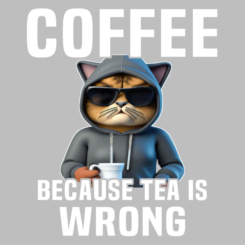 Coffee Drinking Cat Tea