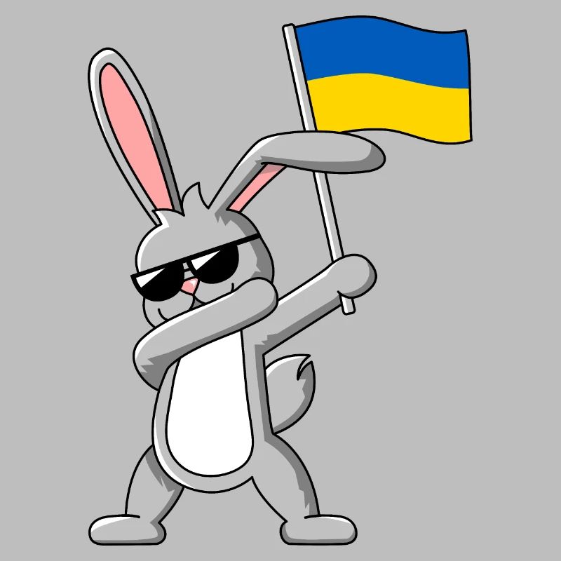 Dabbing Rabbit avec le drapeau de l’Ukraine
