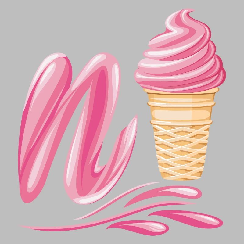 N'ice Erdbeer-Softeis-Emoji mit Buchstaben N