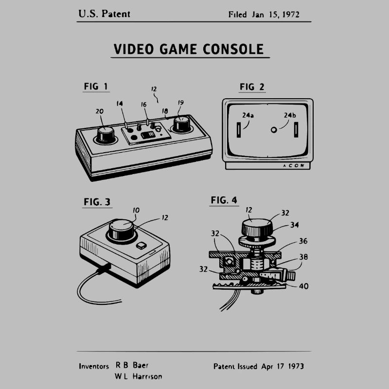 Brevet de plan de console de jeu rétro