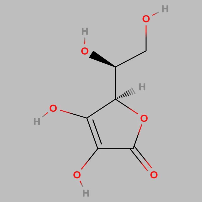 Vitamin C Molecule - Colored Structural Formula