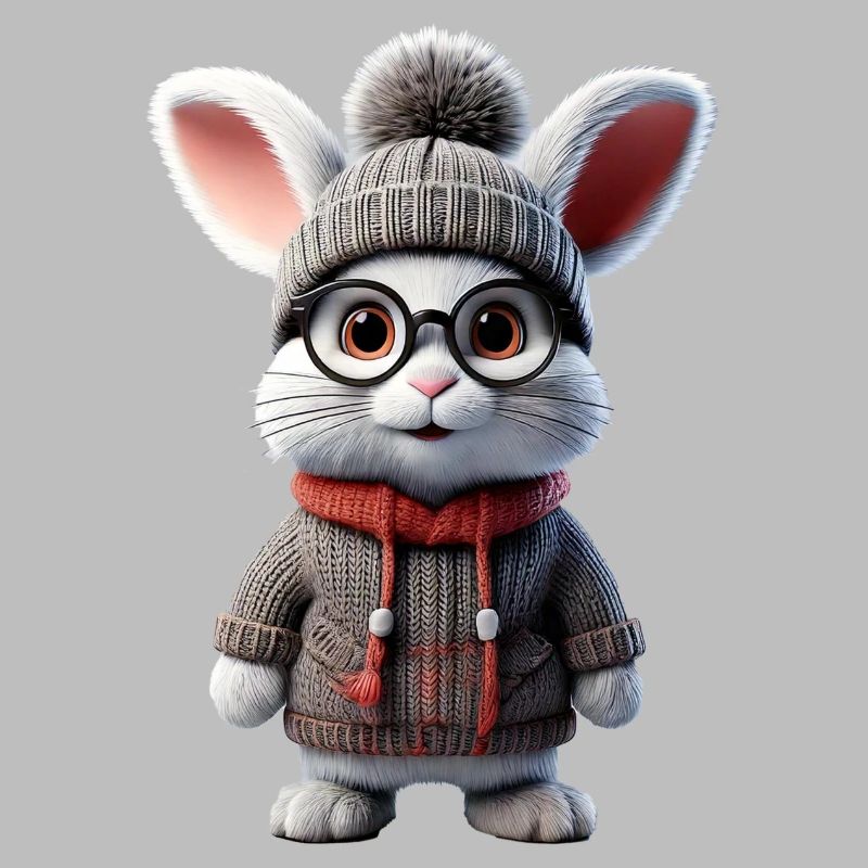 Mignon lapin avec pull tricoté