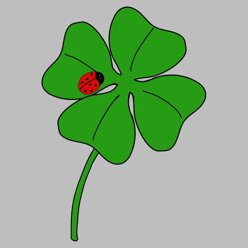 Lucky clover leaf with ladybug