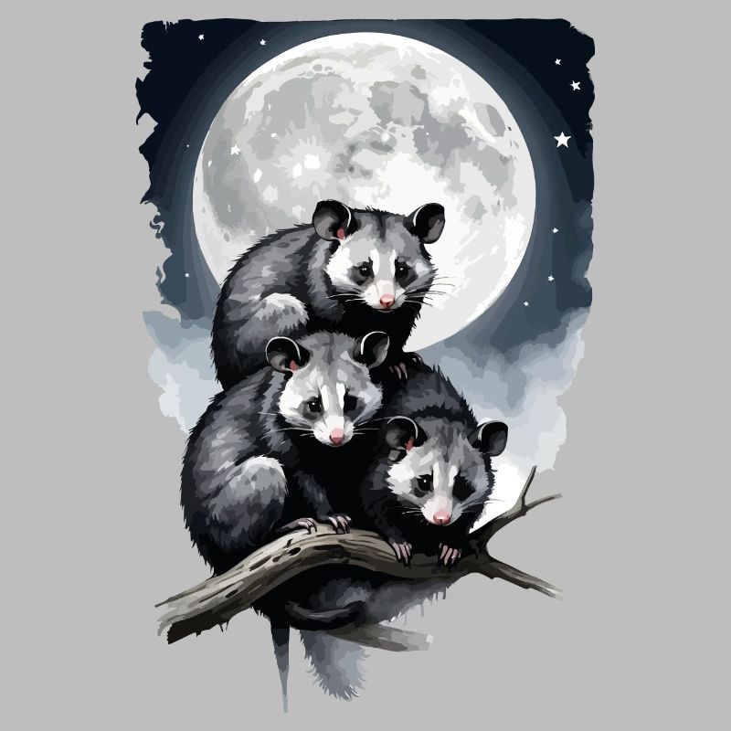 Opossum, das vom Mond beleuchtet wird.