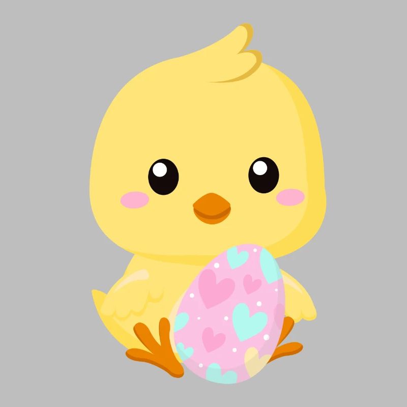 Mignon petit poussin de Pâques avec oeuf de Pâques