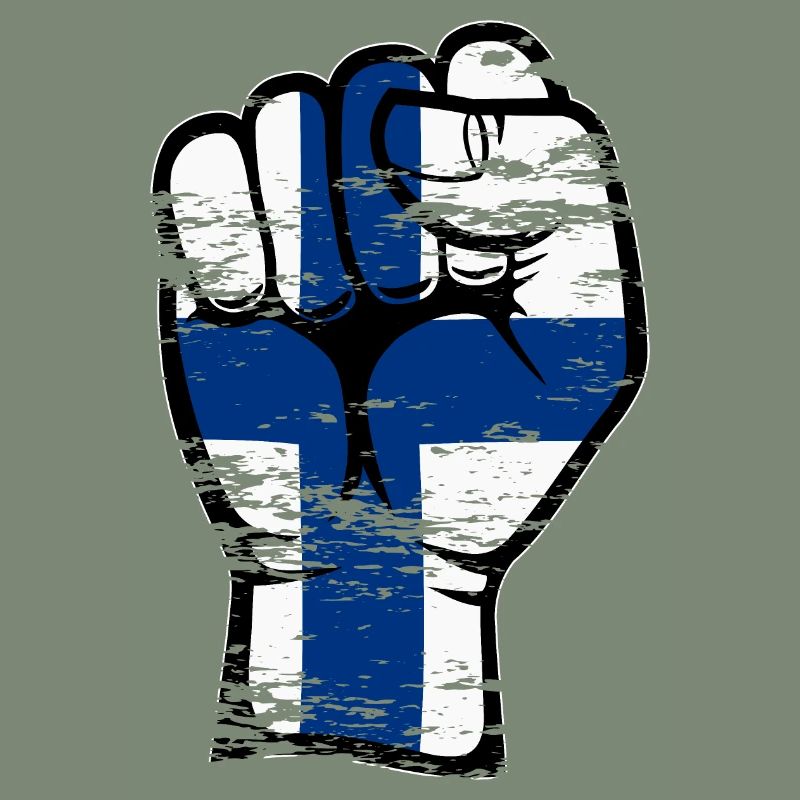 Icône de main de poing du drapeau de la Finlande utilisée