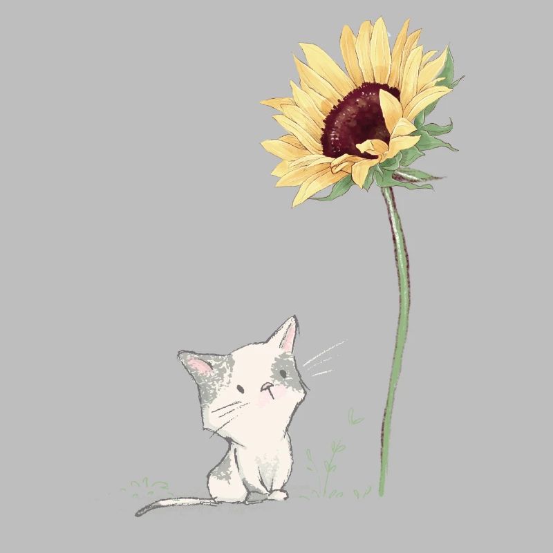 Cat with sunflower