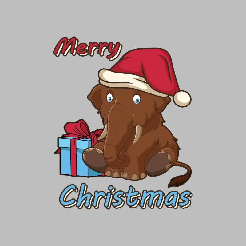 Conception de dessin animé de cadeau de Noël d'éléphant de mammouth