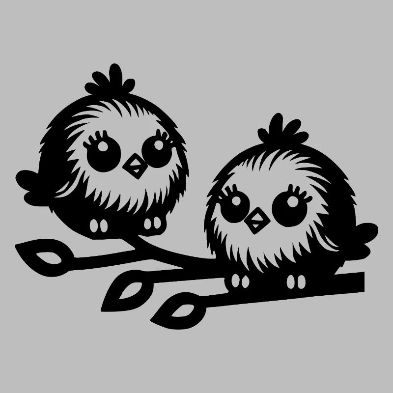 Deux petits oiseaux mignons dans le style dessin animé
