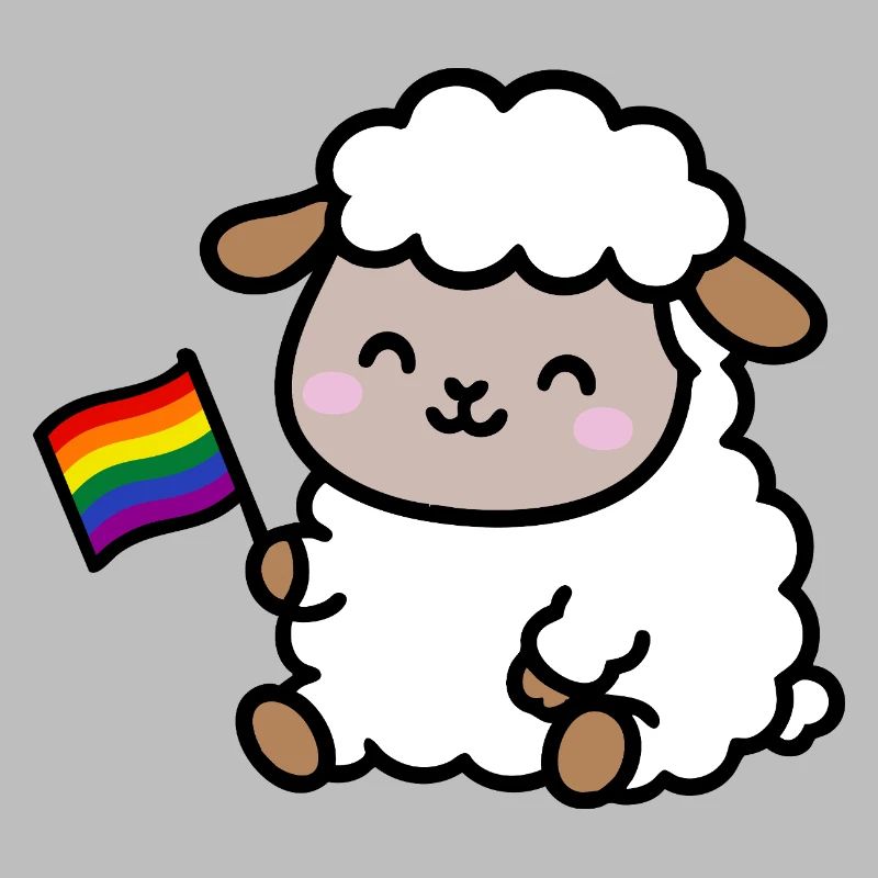 Kleines Pride-Schaf mit Regenbogenfahne