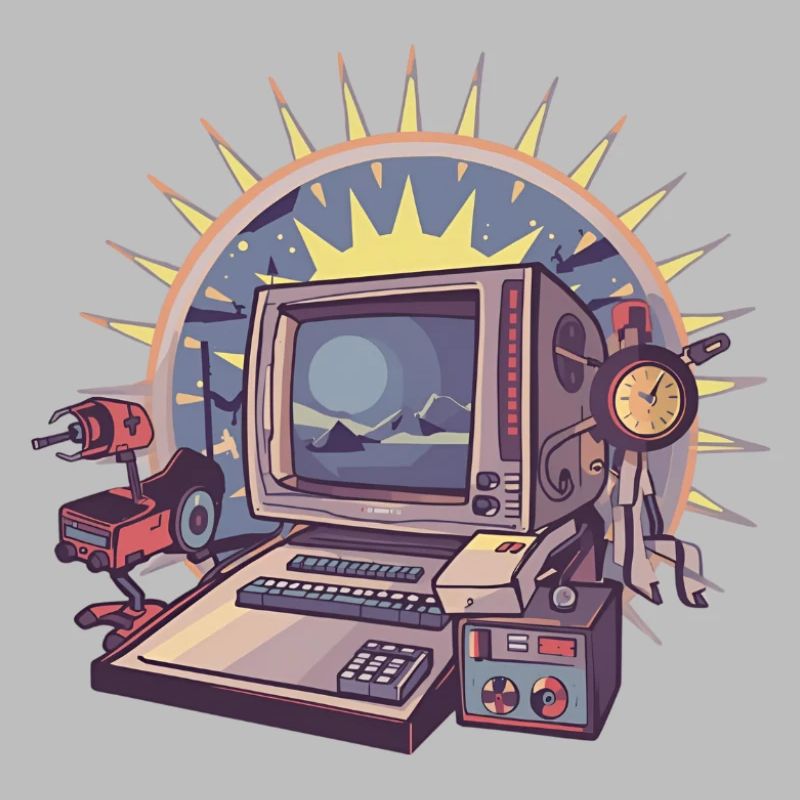 Futuristischer Computer mit Retro-Elementen