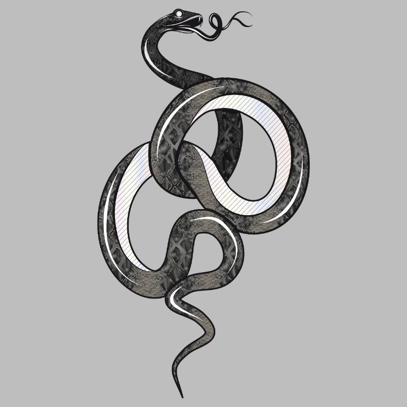 Fascinating snake in black glossy structure