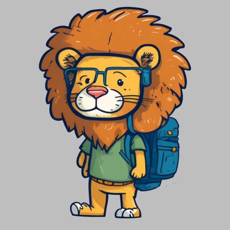 Süßer Löwe mit Schulrucksack Einschulung Schule