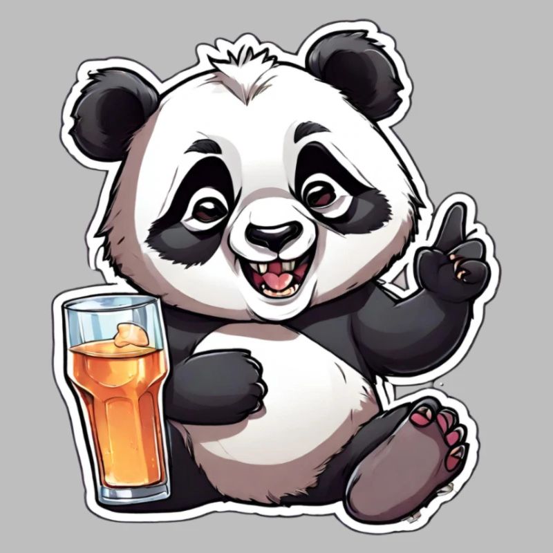 Panda exubérant avec boisson