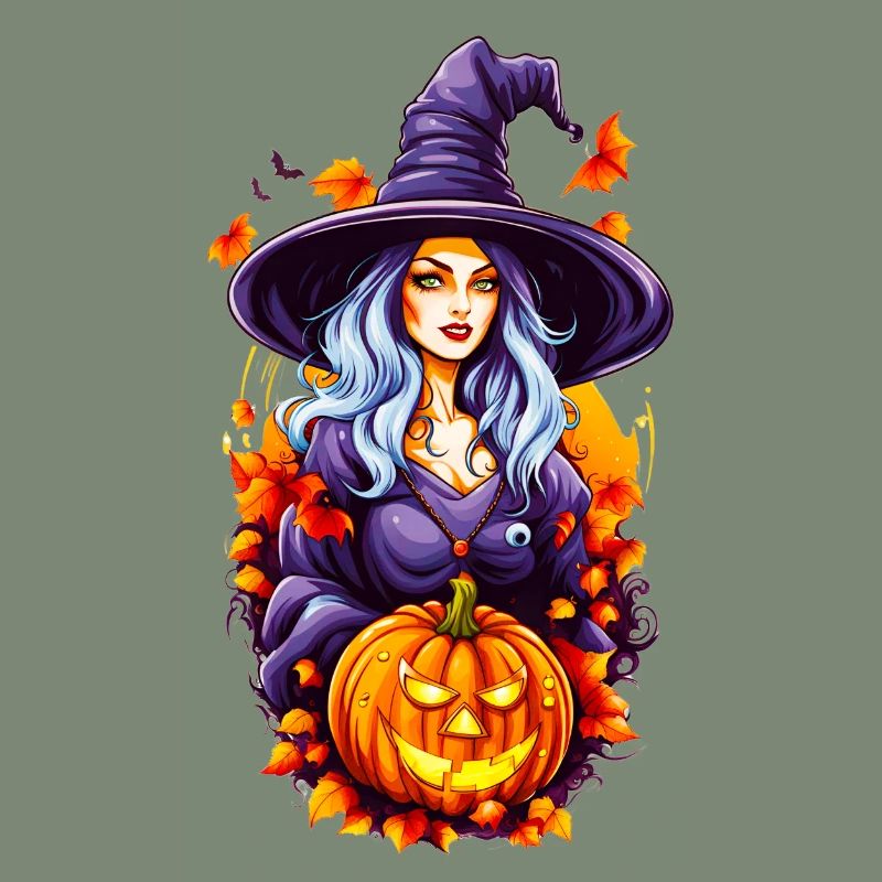 Halloween Hexe mit Kürbiskopf