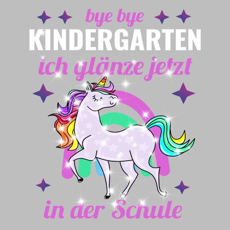 Bye Bye Kindergarten Glitzer Einhorn Einschulung