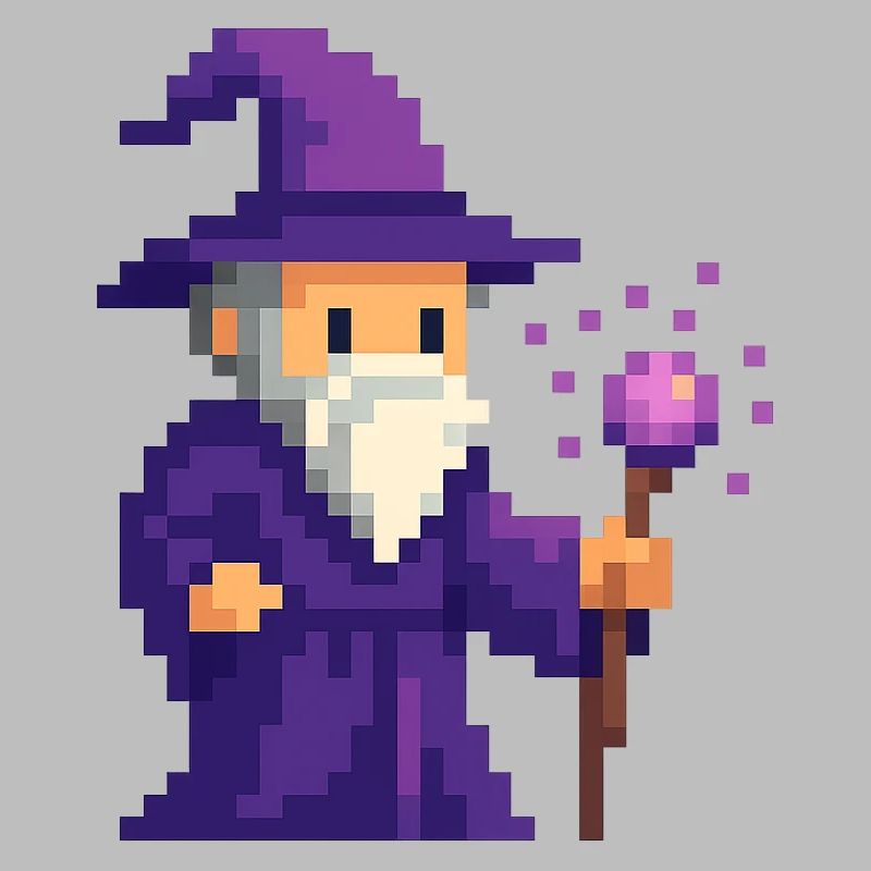 Pixel wizard dans le scintillement violet