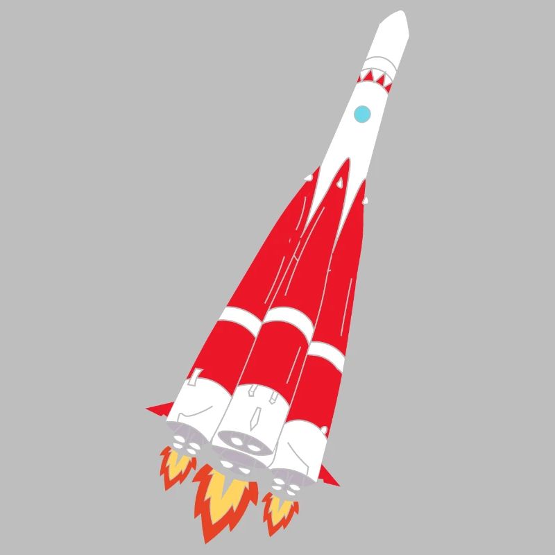 Rocket with thrust - hand-painted
