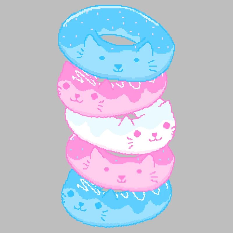 Trans Pride Katze 8-Bit Pixel Donut Stapel Trans