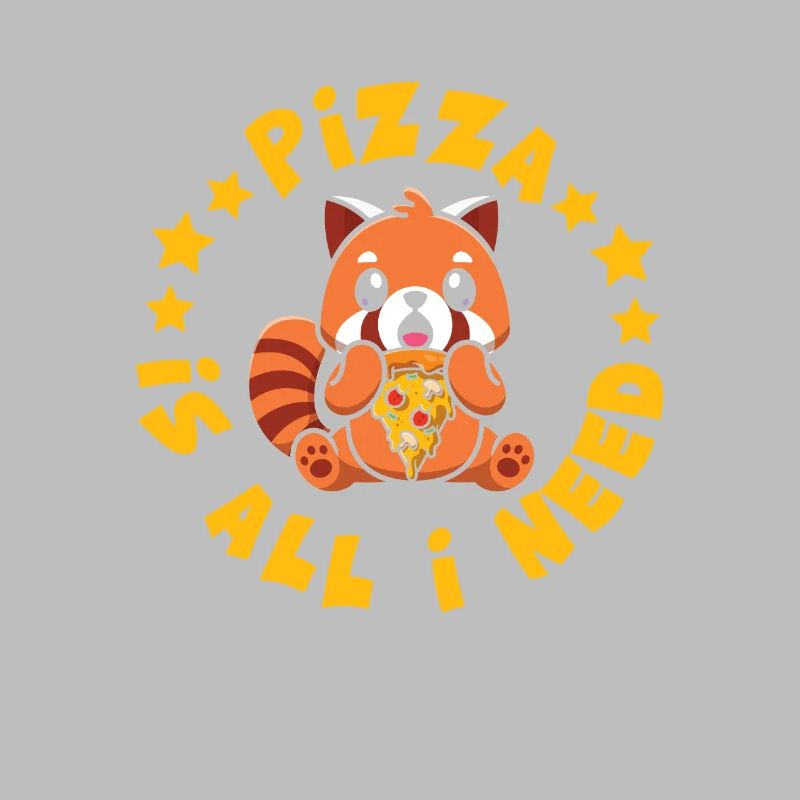 Sød dyr rød panda pizza fan spiser næsten