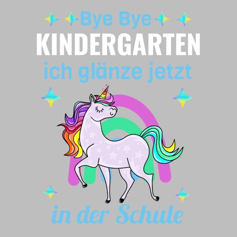 Bye Bye Kindergarten Glitzer Einhorn Einschulung