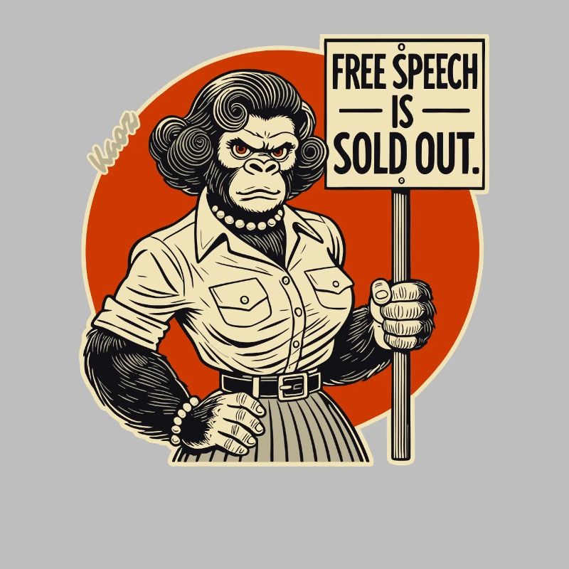 Gorille avec un bouclier : la liberté d’expression vendue