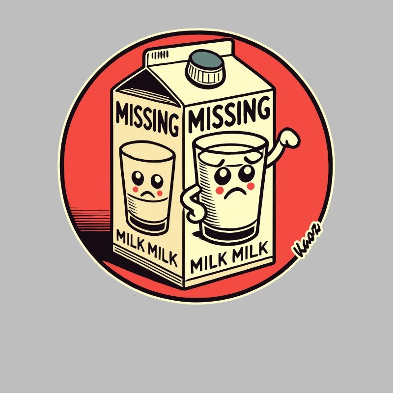 Conception de dessin animé amusante : Lait manquant