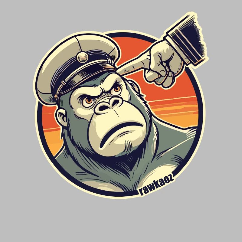 Strict monkey with cap gets finger