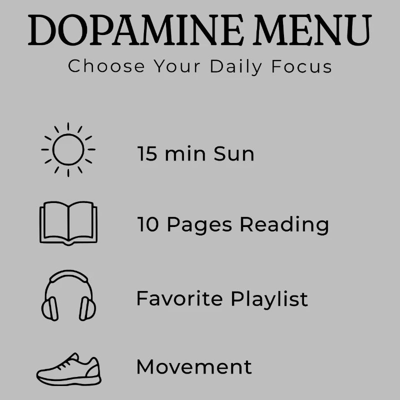 Arrière-impression du menu Dopamine – Soins esthétiques de soi