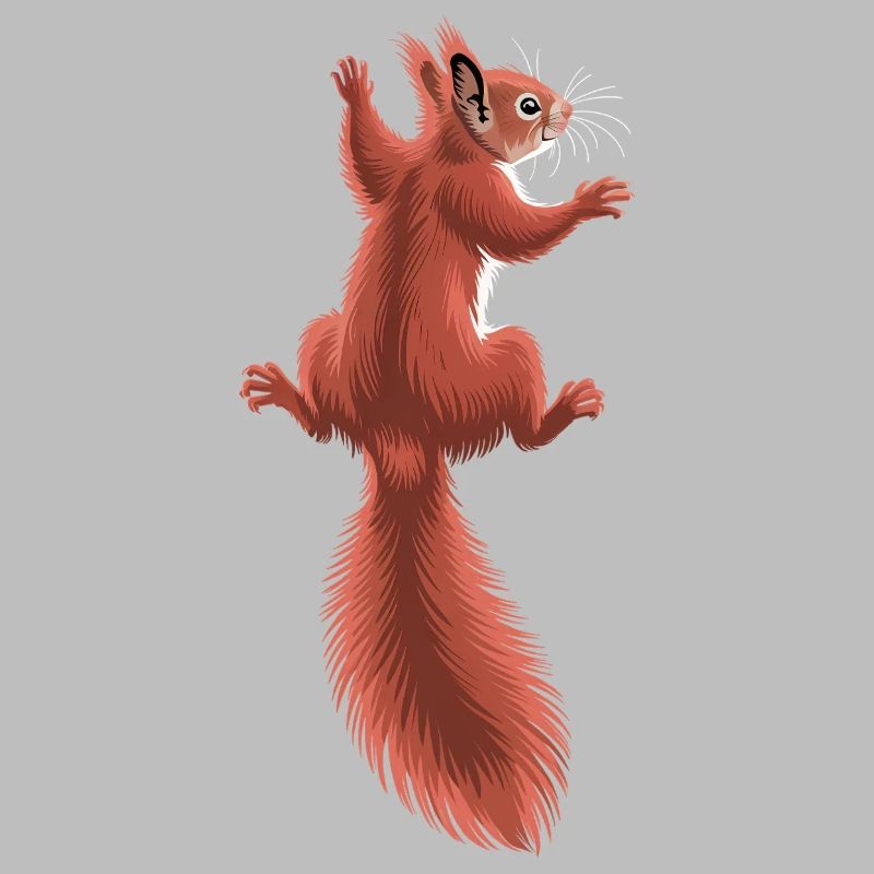 Süßes kletterndes rotes Eichhörnchen