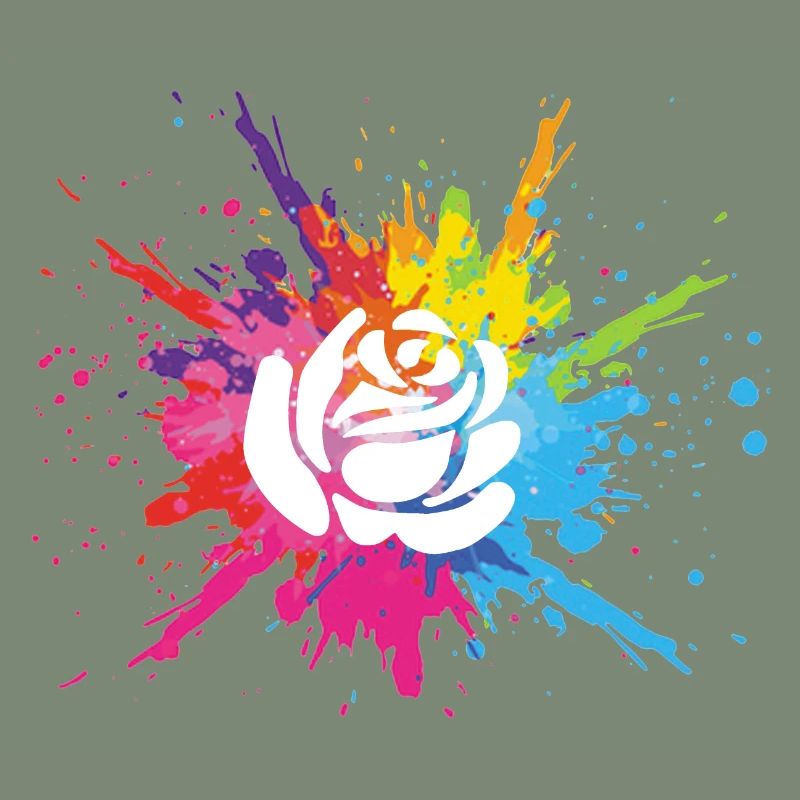 Fleur blanche et explosion multicolore