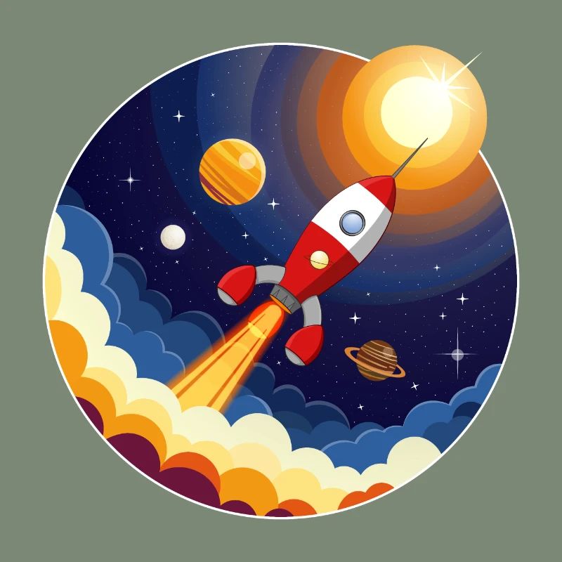 Image colorée d’une fusée dans l’espace
