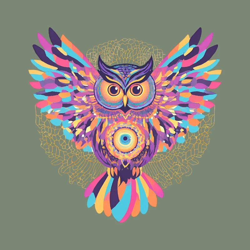 Regenbogenmandala-Eule